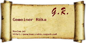 Gemeiner Réka névjegykártya